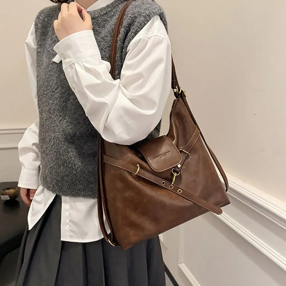 

New PU Leather Crossbody Bag Durable Adjustable Shoulder Bag Simple Backpack Bag Girls
