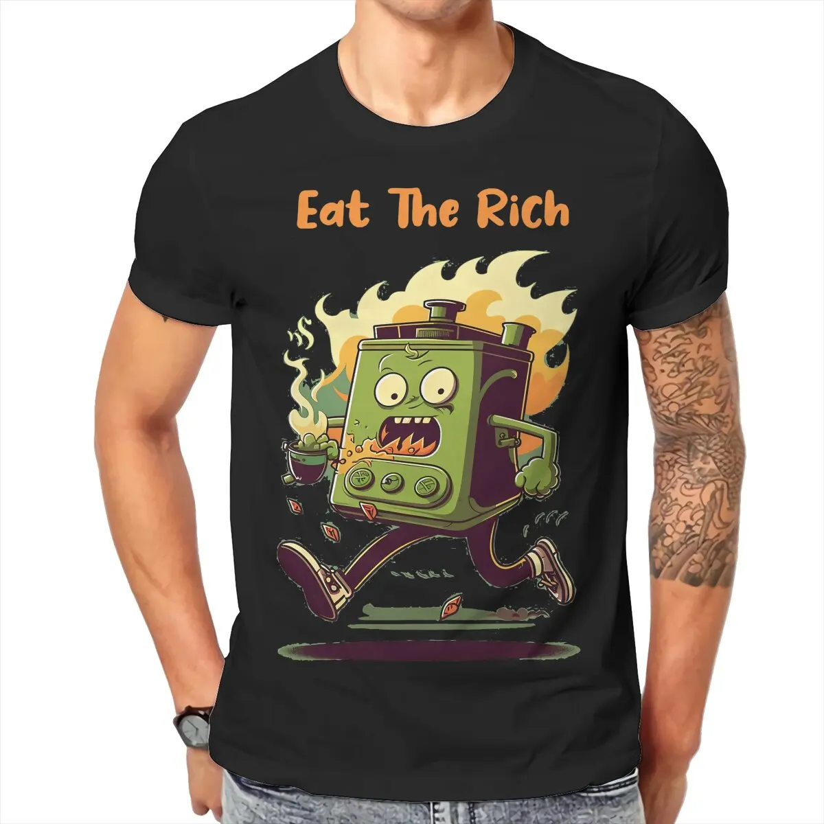 The Great Marx Eat The Rich Gas Stoves T Shirt Classic Goth Teenager Summer Loose Cotton Men's Clothing Harajuku O-Neck TShirt