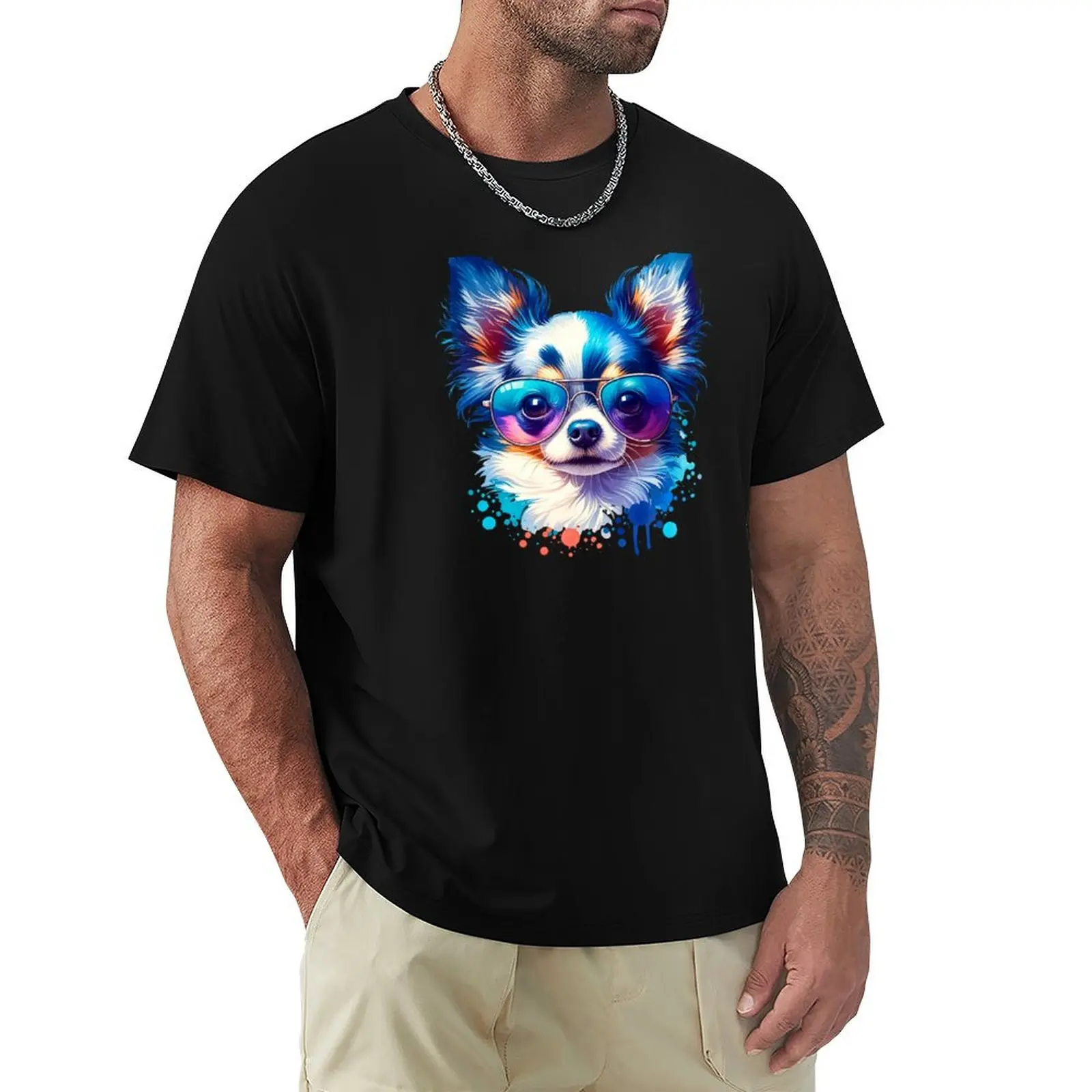 Camiseta Blue Merle Chihuahua con estampado moderno para hombre