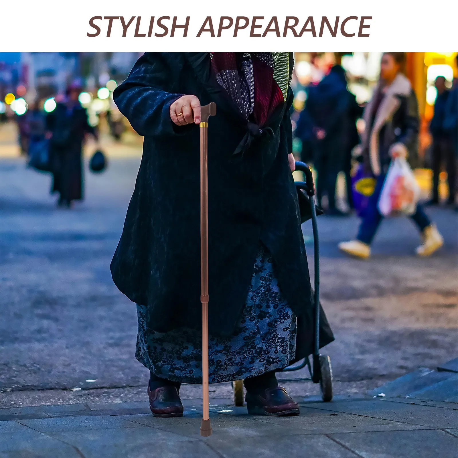 

Adjustable 2-Piece Collapsible Walking Cane Lightweight Anti-Slip Senior Mobility Aid Stylish stick for Elderly