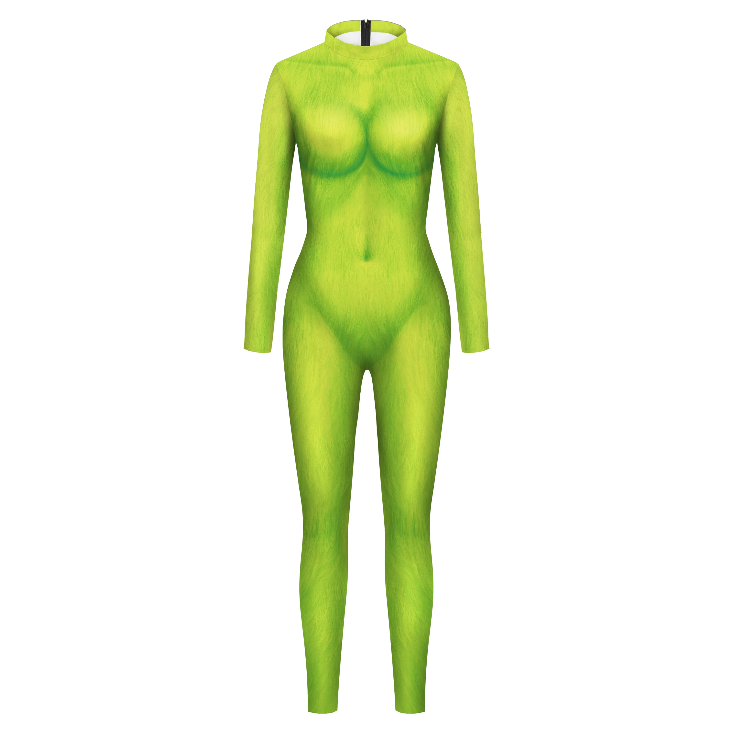 Anime grün Overall Phantasie Frauen Bodysuit Halloween Cosplay Kostüm Erwachsenen Zentai Urlaub Catsuit Festival Outfit für Frau Mann