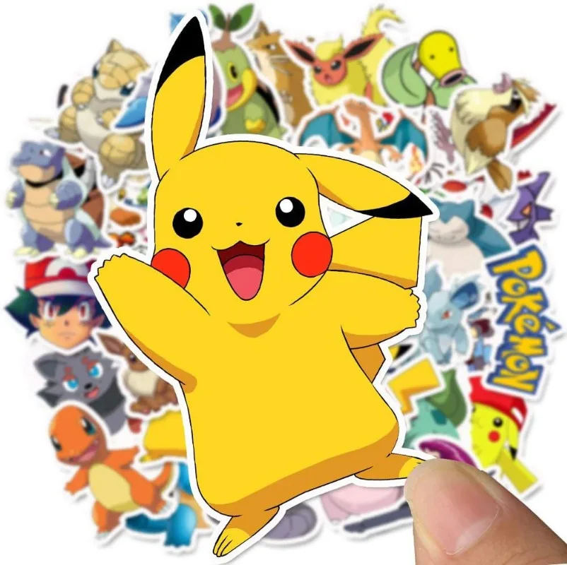 50pcs Pokémon Stickers Pikachu/Eevee/Gengar/Charizard Cute Style Water Cup Suitcase Stationery Refrigerator Decoration Stickers