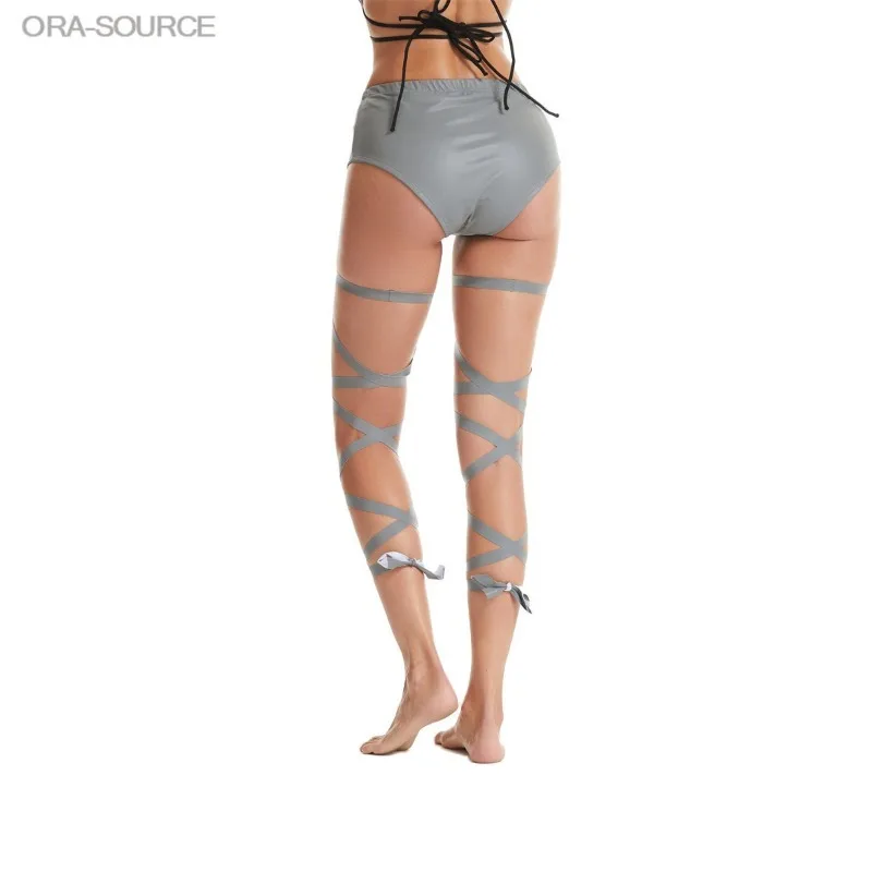 Reflective Leggings Wraps Stage Performance DJ Club Nightclub Rave Party Dancer Strappy Bindings Fashion Shiny Dancewear view 6