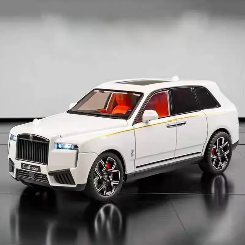 1/24 2025 Rolls Royce Cullinan SUV, роскошная модель автомобиля из сплава, литая под давлением металлическая модель автомобиля, звуковой свет, имитация детской игрушки в подарок