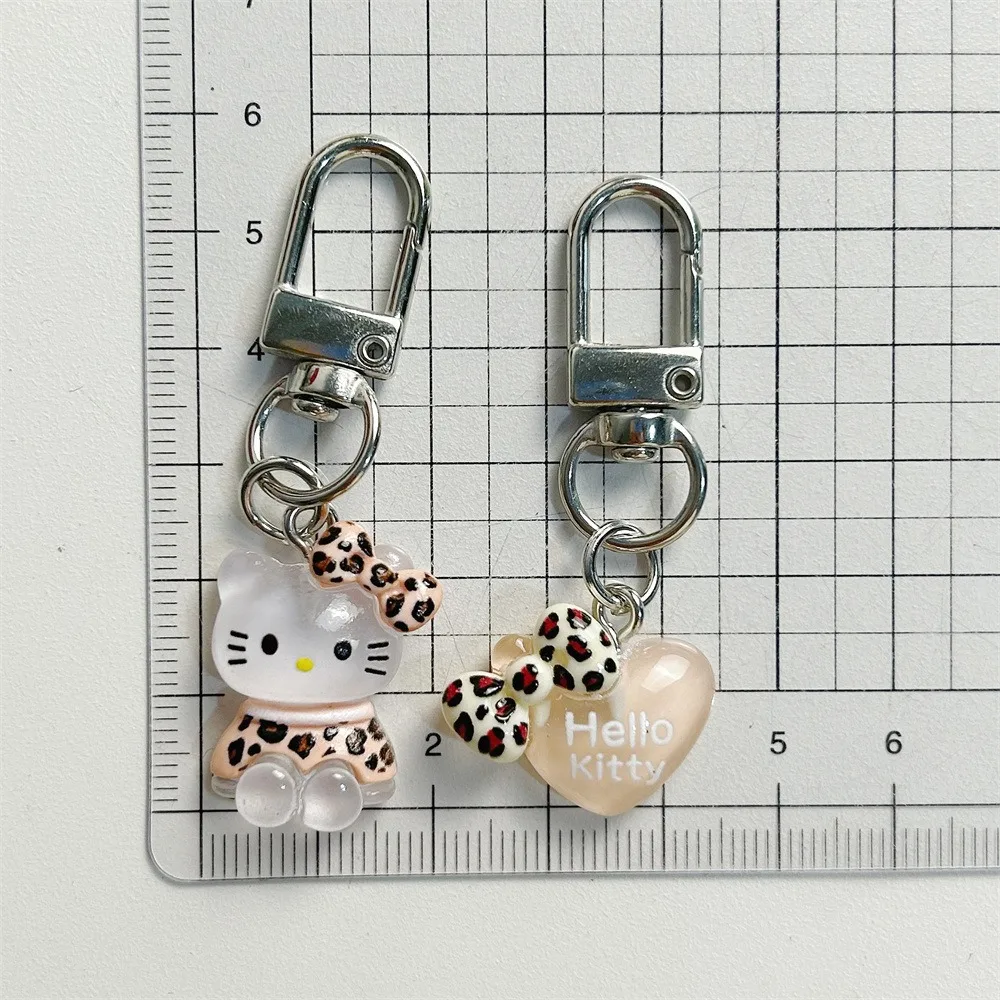 Cute Sweet Leopard Print Hello Kitty Keyring Sanrio Cartoon