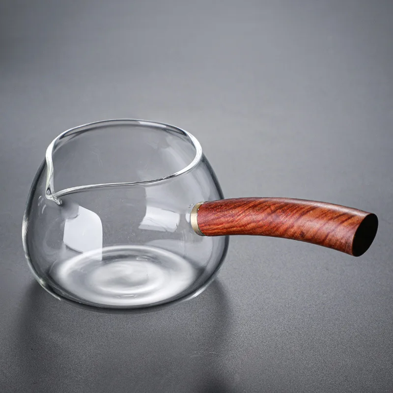 Wholesale Wooden Handle Glass Justice Cup Kung Fu Teapot Chinese Tea Set Kettle Heat Resistant Glass Teapot for Infusion Gaiwan