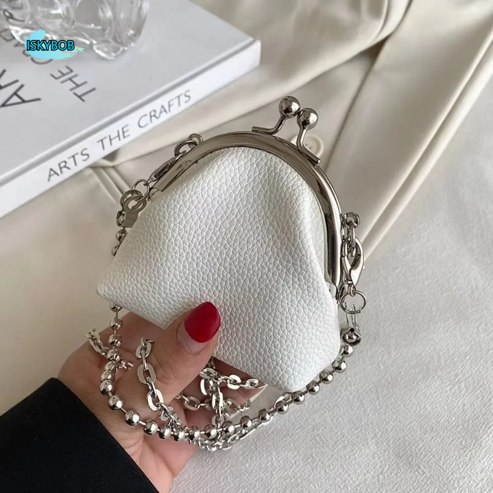 

Retro Pu Leather Metal Chain Crossbody Bag Chain Purse Box Shoulder Bag Large Capacity Small Bag Mini Lipstick Bag Women