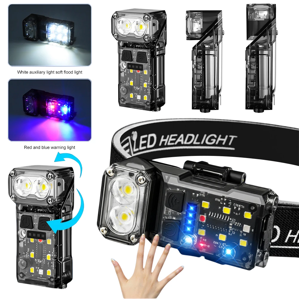 

LED Forehead Flashlight Motion Sensor LED SMD Headlight Power Display Super Bright Work Light for Outdoor Fishing Camping Hiking