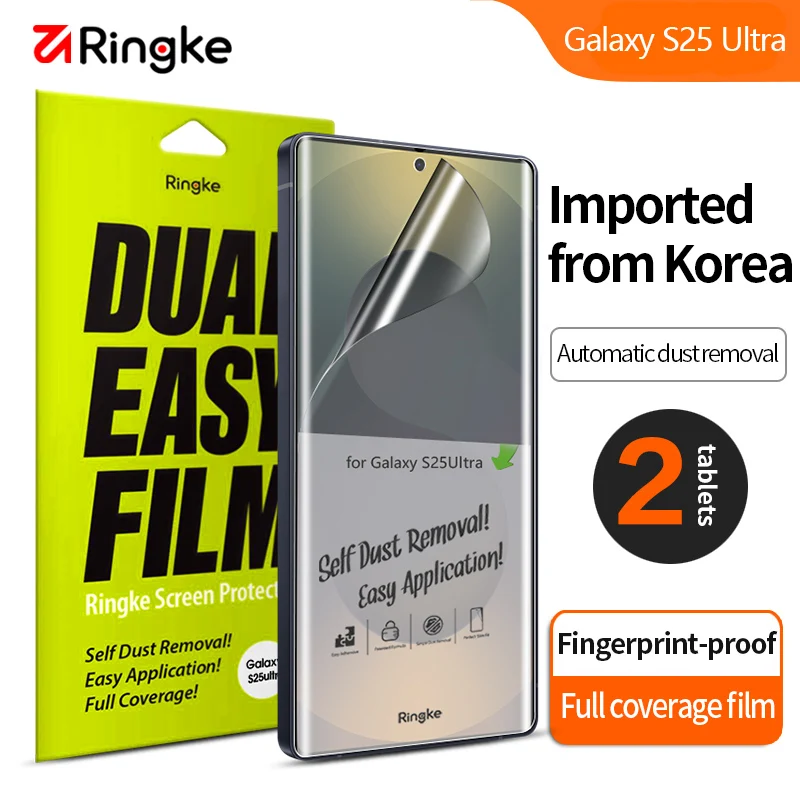 2Pcs Ringke HD Screen Protector For Samsung Galaxy S25 Ultra Self Healing Hydrogel Phone Film Fingerprint Unlock Mobile