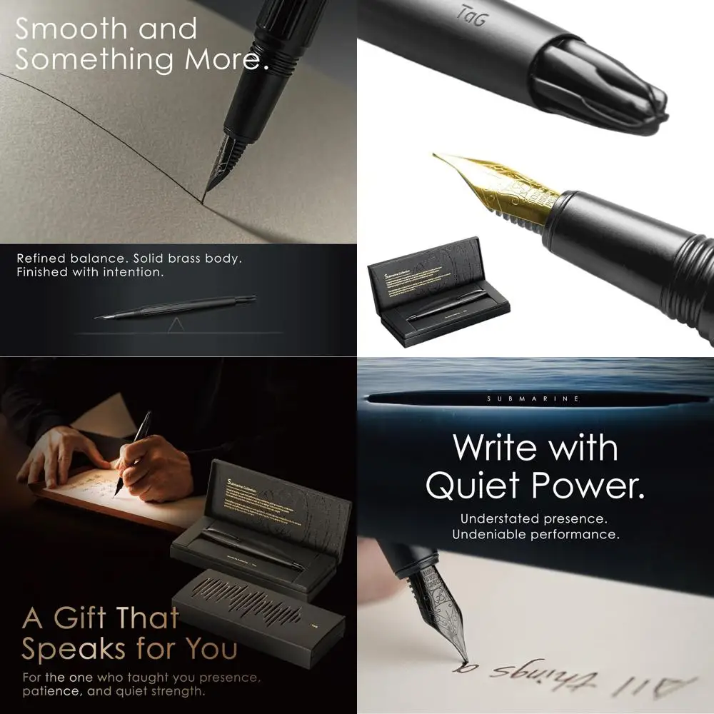 

Luxurious Submarine-Inspired Fountain Pen with Gold-Plated Fine Nib - Turbine-Powered Refill, Perfect Writing Gift for Men & Wom