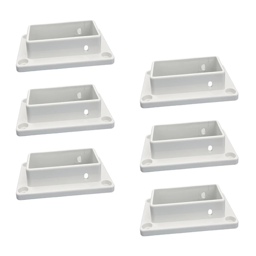 Pre-Drilled Vinyl Fence Rail Brackets with Countersunk Holes for Secure Horizontal Rail Alignment on Vertical Posts