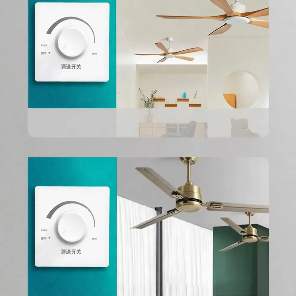 Wall Fan Speed Controller Stepless Regulator Knob Switch Ceiling Ventilator Dimmer Control Panel For Home Office Surface Flush