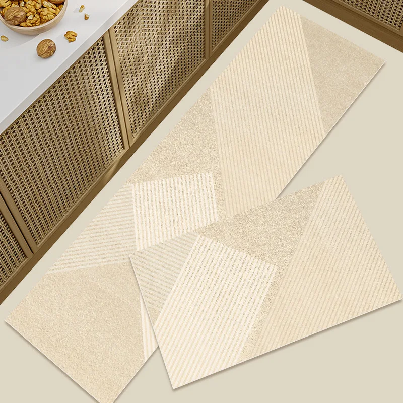 VIKAMA 2pc Kitchen Floor Mat Made of Diatomaceous Earth,  Washable and Absorbent, Water and Oil Repellent Carpet