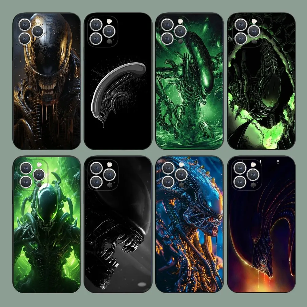 A-Alien X-Xenomorph   Phone Case For iPhone 15,14,13,12,11,Plus,Pro Max,XS,X,XR,SE,Mini,8,7 Soft Silicone Black Cover