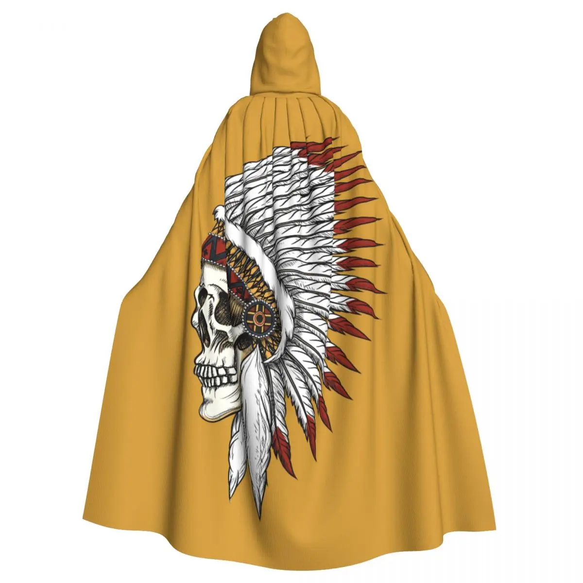 

Hooded Cloak Unisex Cloak with Hood Skull Feather Tribal Bone Western Cowboy Cloak Vampire Witch Cape Cosplay Costume