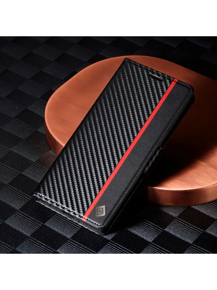 EUCAGR Koolstofvezel Flip Magneet PU Lederen Portemonnee Telefoon Case voor Samsung S26 Ultra S25 S24 S23 S22 S21 S20 S10 S9 S8 Plus Cover - afbeelding 2