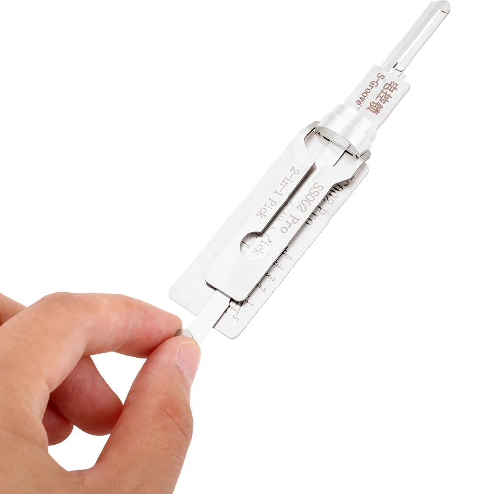 1pc 304 Stainless Steel 2-in-1 Locksmith Pick Tool 10.7cm with Adjustable Depth for S-Groove & Double-Groove Lock Practical