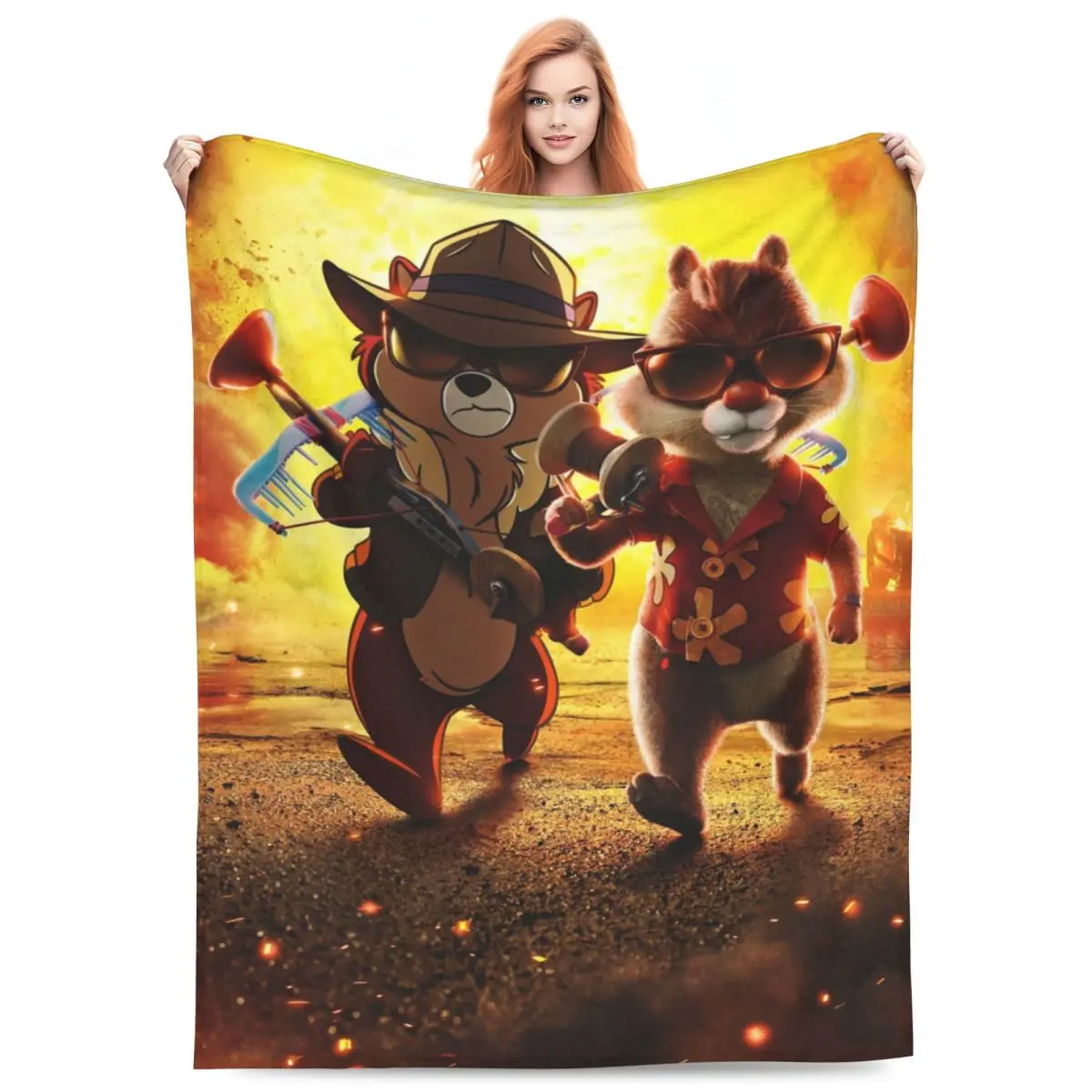 Chip N Dale Rescue Rangers Blanket Quality Soft Throw Blanket Winter Picnic Couch Bed Aesthetic Bedspread