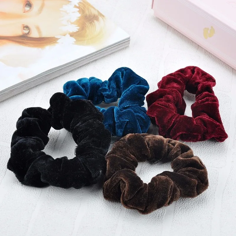 Kobiety Velvet Scrunchie Pack elastyczne gumki do włosów dla dziewczynek Scrunchies nakrycia głowy gumka do włosów gumka do włosów akcesoria