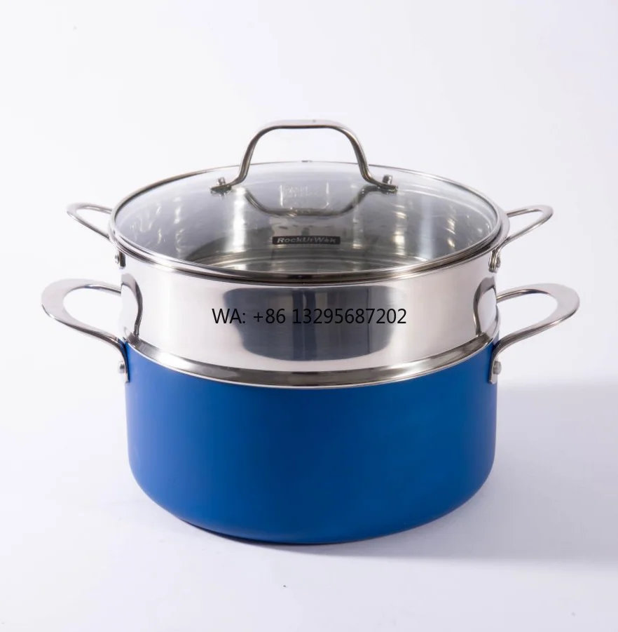 

Кастрюля с антипригарным покрытием и пароваркой из нержавеющей стали, кухонная кастрюля