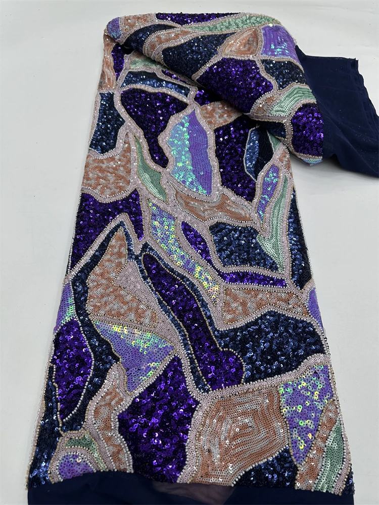 African 3D Butterfly Lace Fabric 2026 High Quality 5 Yards Nigerian Sequins Tulle Fabric French Material For Wedding Party Dress