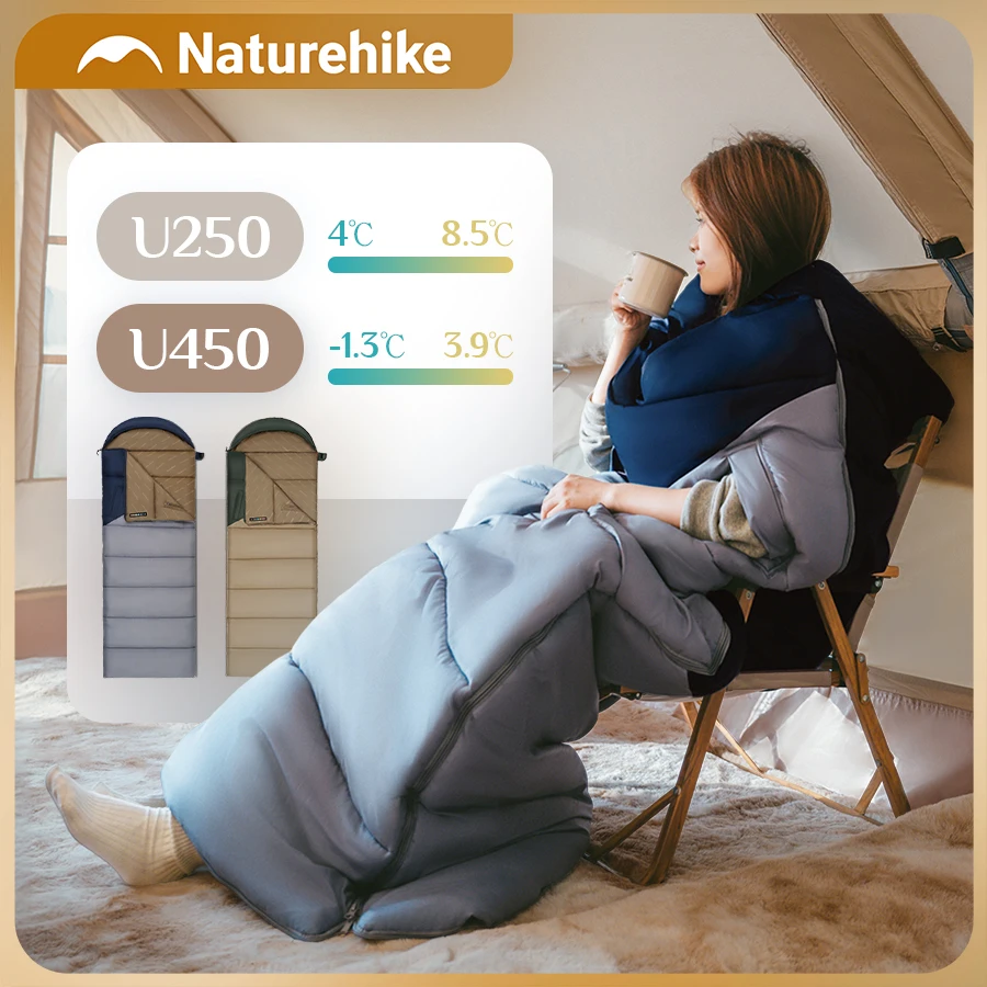 Naturehike Camping Sleeping Bag Outdoor Portable Qing Tian PL02 Envelope-Style 4 Seasons Sleeping Bag with Hood CNK2550WS028