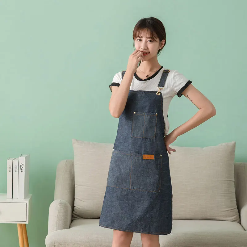 Denim Apron Soft Fabric Portable Flower Shop Drawing Sketch Studio Nail Salon Barber Apron Dress Home Cleaning Daily Cooking New