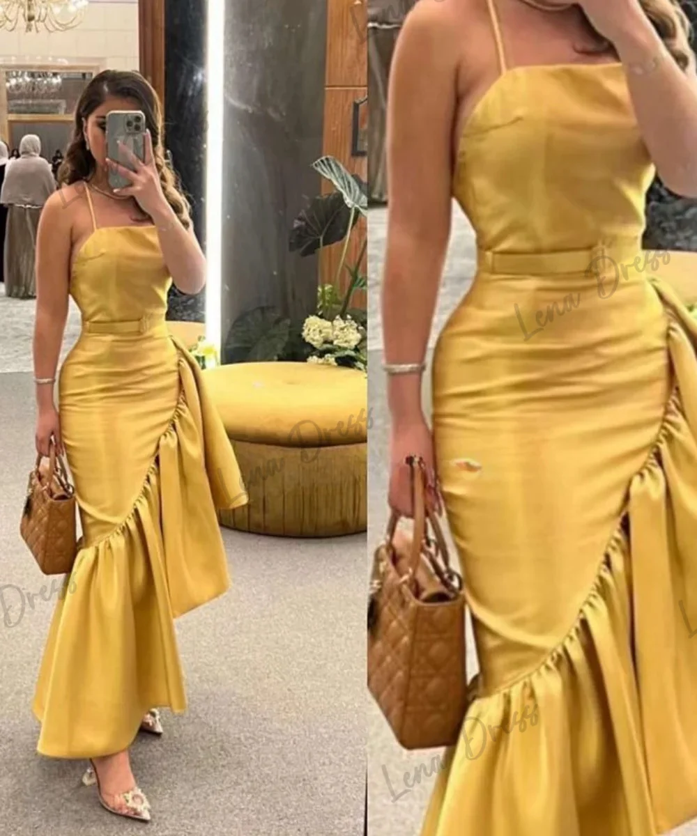 Gold Evening Luxury Dress 2024 Fish Tail Ruffles Gala Dresses 2024 Lena Strapless Elegant Party Dresses for Women Luxury Prom