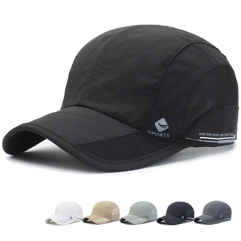 Summer For Men Sports Breathable Waterproof Quick Dry Sunshade Baseball Cap Women Solid Mesh Sunhat Letter Printing Kpop Hat E78