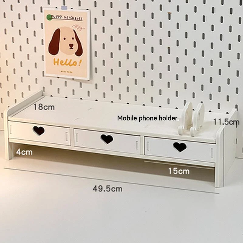 Desktop Elevated Rack With Drawers Simple Ins Wind Student Desk Computer Tablet Rack Stationery Storage Rack Desktop Organizer