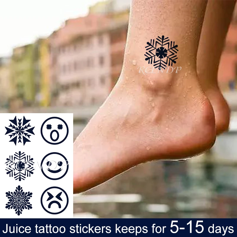 Waterproof Temporary Juice Ink Sticker Suprise Smile Expression Geometric Patterns Fruit Gel Long Lasting Tattoo for Men Women