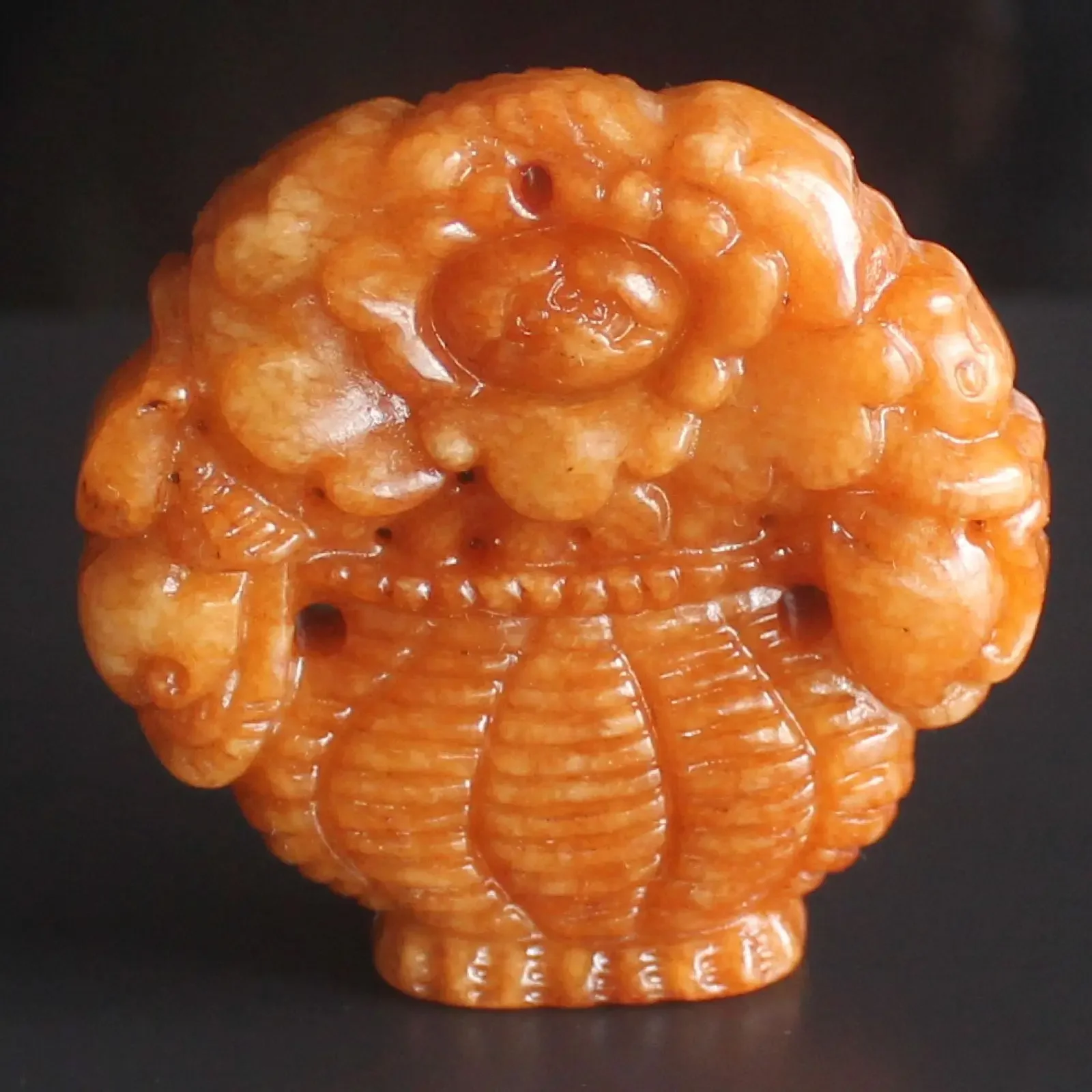 Chinese old jade vegetable basket figurine