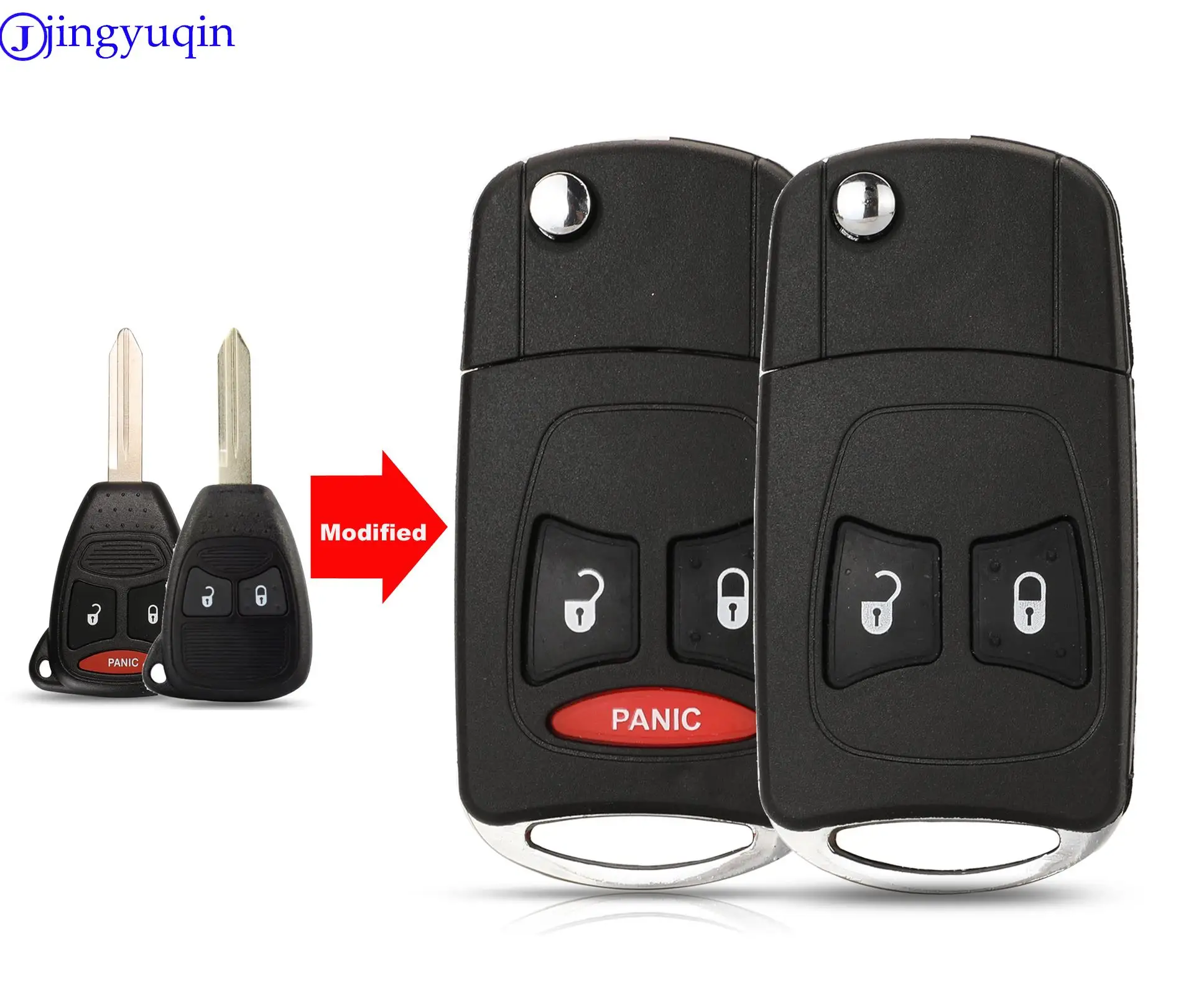 jingyuqin Modified Entry 2/3 Button Flip folding Remote Car Key Case Shell For Chrysler Town Country Dodge Grand Caravan Jeep