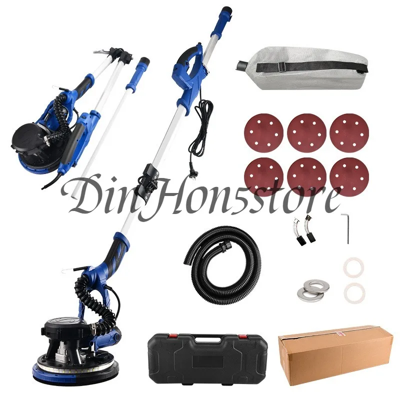 Long-pole folding 9-inch renovation polishing self-vacuum dual-lamp putty dry wall grinder