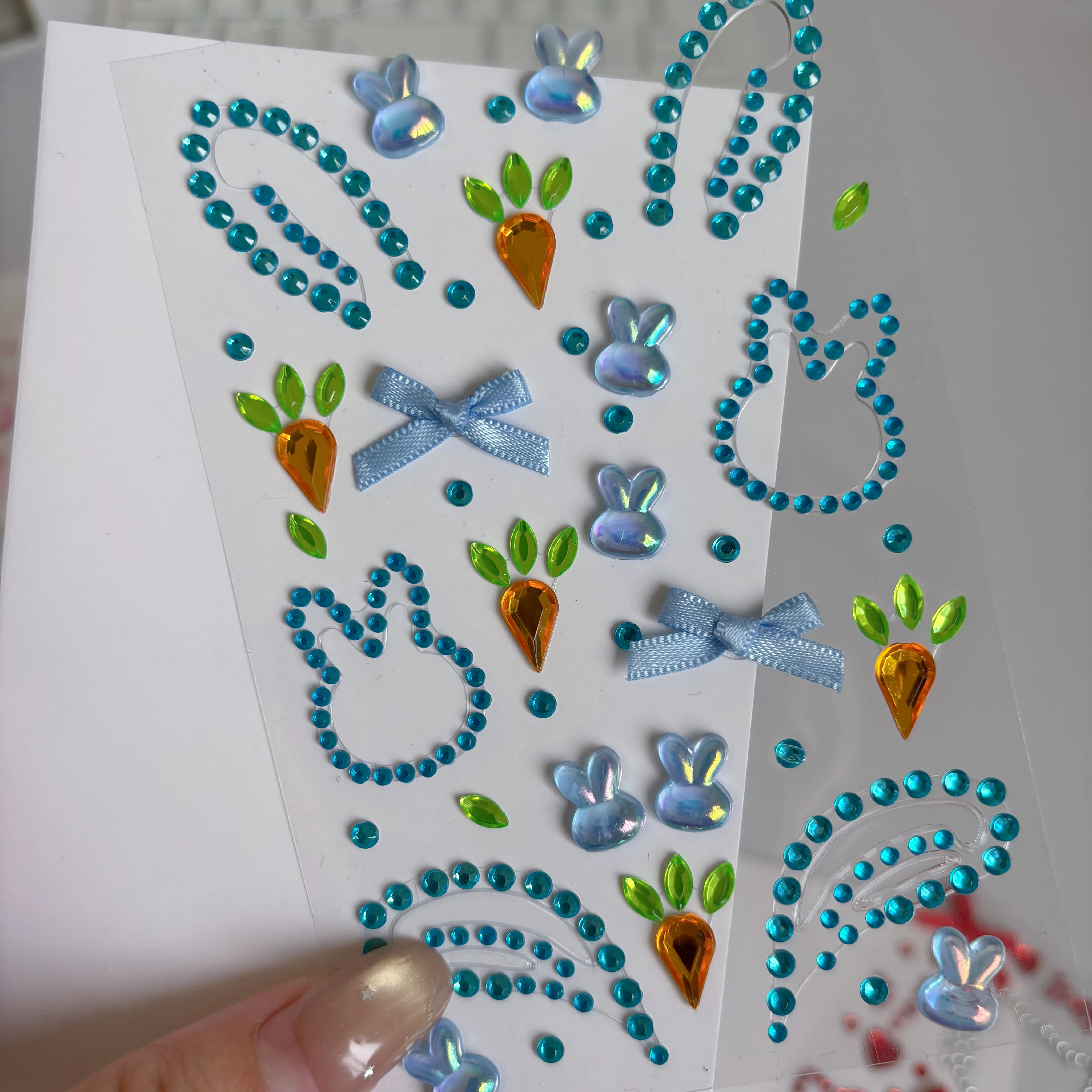 6 Cute Animal Stickers with Glitter, Featuring Rabbits, Carrots, and Pandas, Suitable for Stage Decoration and Face Stickers view 6