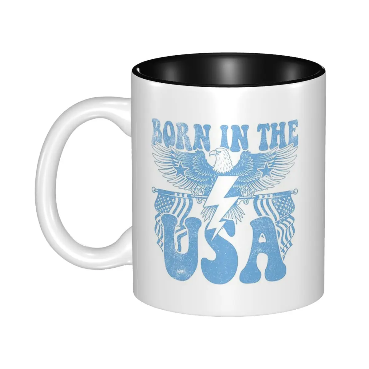 Born In The USA Vintage Eagle Lightning Bolt Mug Funny Ceramic Coffee Cups Tea Mugs Milk Cup Drinkware Gifts for Friends