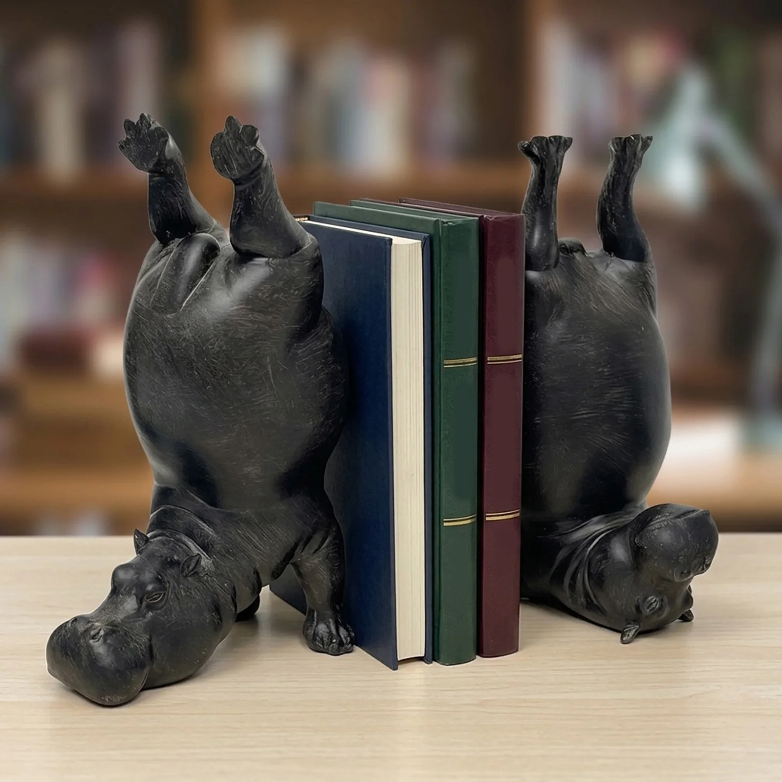 Resin Yoga Pose Hippo Figuriners 8.27-Inch Tall Support & Stable Build Creative Hippo Ornament for Living Room Bookshelf Storage