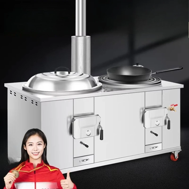 

New new rural firewood stove wood burning household double stove 304 stainless steel mobile large iron pot stove