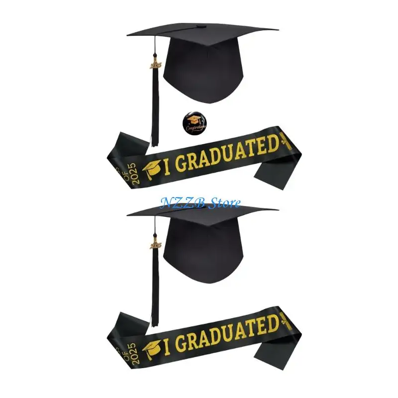 

T21F Deluxe Graduate Accessory Pack Adjustable Hat Sash Medallions For 2025 University Ceremonies