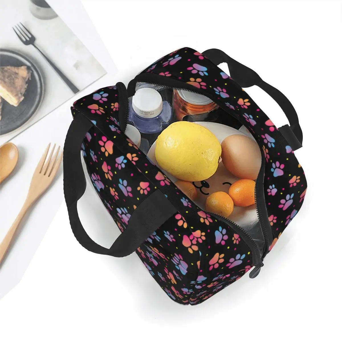 Animal Paw Pattern Insulated Lunch Bag Portable Cute Footprint Meal Container Cooler Bag Tote Lunch Box Picnic Food Storage Bags