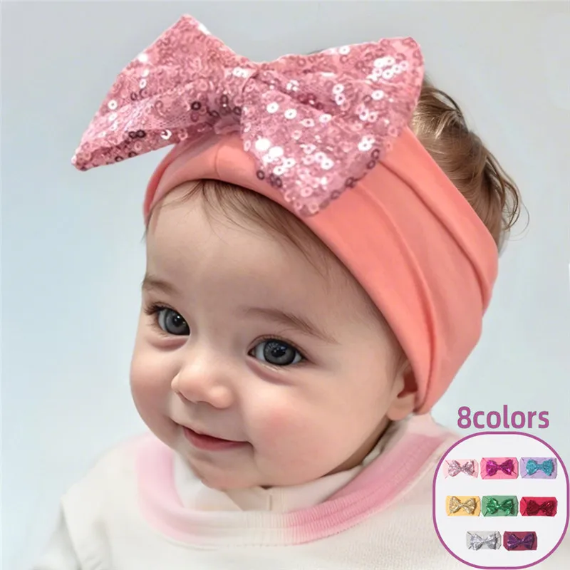 

Мягкие повязки на голову с узлом для маленьких девочек и бантиками для волос, повязка на голову для новорожденных девочек, малышей, детей