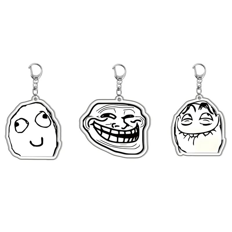 Funny Rage Comic Expression Keychain Acrylic Humorous Face Bag Pendant Keyring Holder Fashion Jewellry Accessories Friends Gift