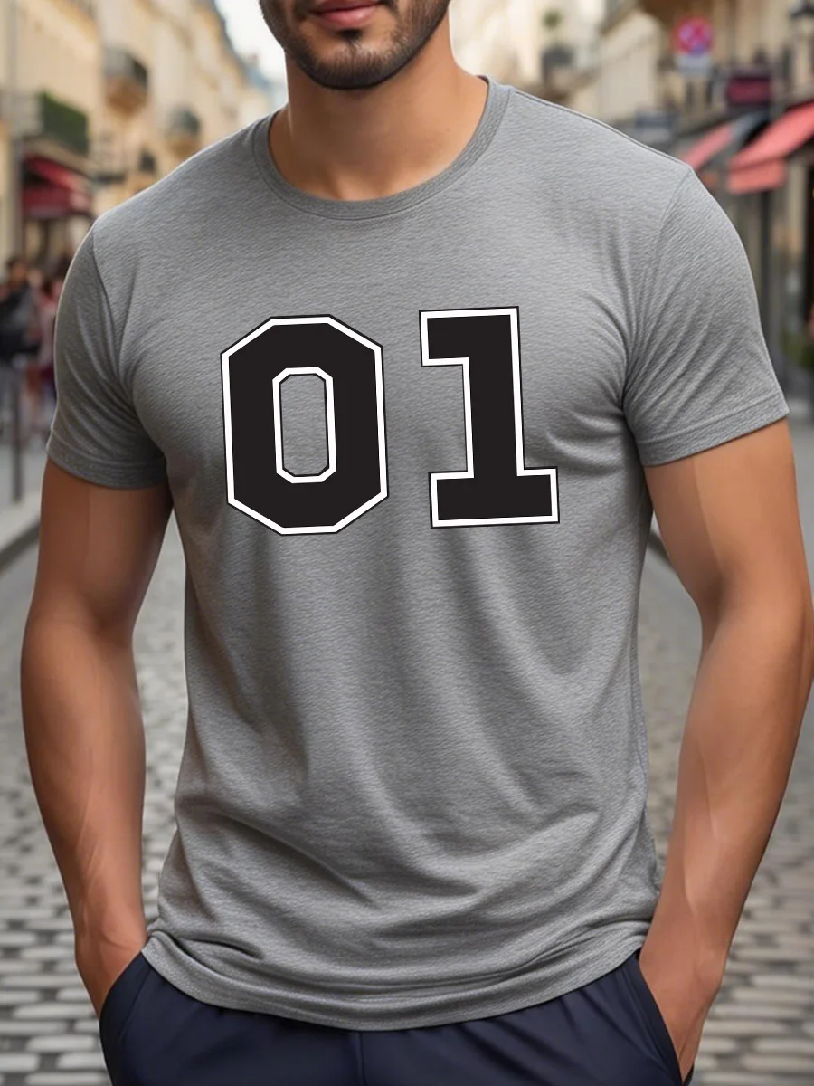 White Short Sleeve T-Shirt with Bold Black 