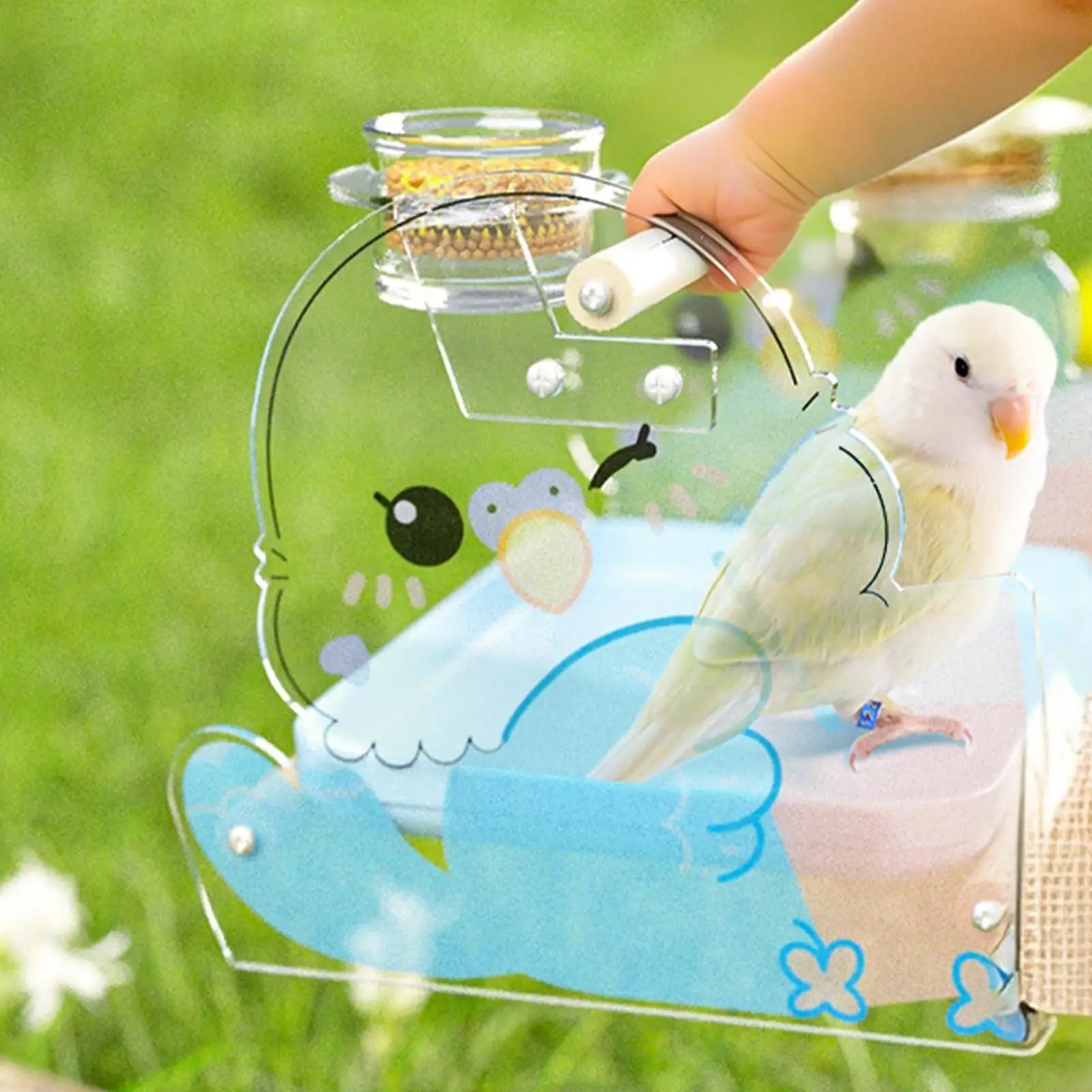 Parrot Training Stand Acrylic Fighter Pendant KeyChain Backpack Decor NonSlip Fixed-point defecation training with feeding basin