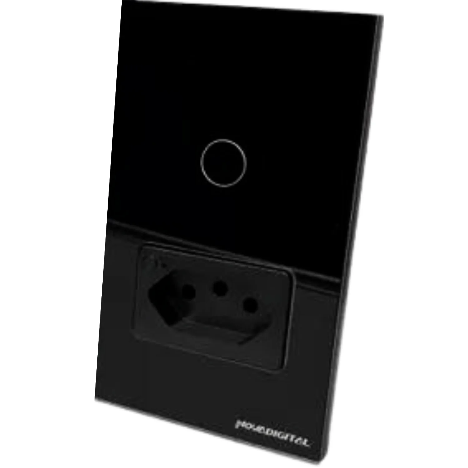 Switch With Smart Socket 1 Button Touch Zigbee 4X2 Black Novadigital