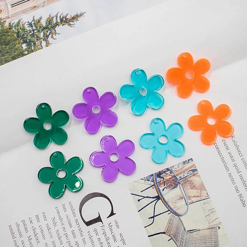 New style 50pcs/lot 30mm color print cartoon flowers shape acrylic beads diy jewelry earring/garment pendant accessory