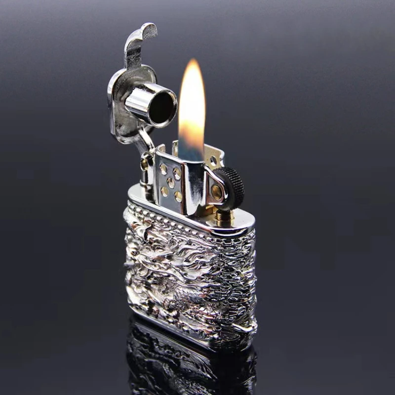 ZORRO Vintage Retro Nostalgic Pure Copper Windproof Kerosene Lighter Armor Machine Igniter Smoking Accessories Gadgets For Men