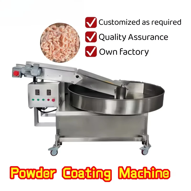High Efficiency Labor Free Rotary Plate Powder Enrobing Machine Easy Disassembly Cleaning for Fried Food Production Workshop