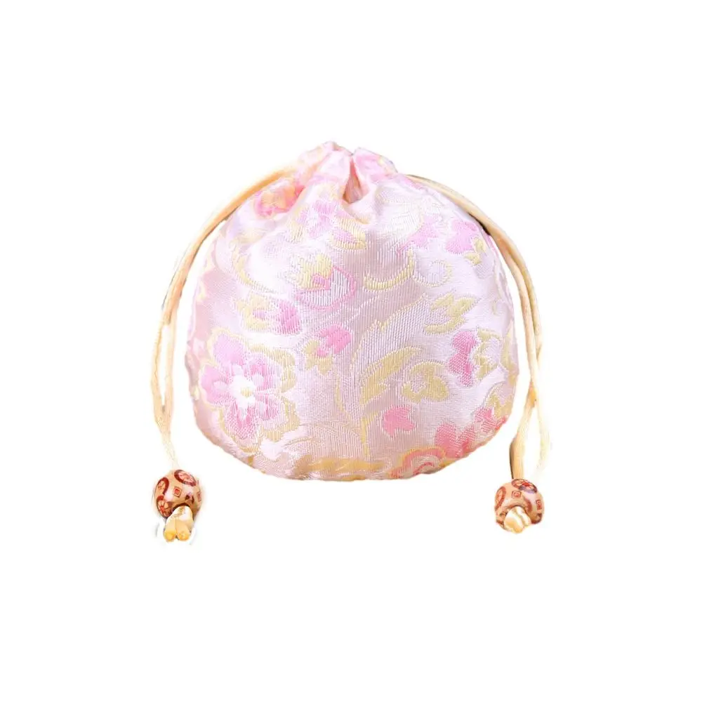 

Floral Embroidery Flower Drawstring Bag Jewelry Packing Bag Beaded Small Coin Purse Wallet Bucket Bag Ethnic Style