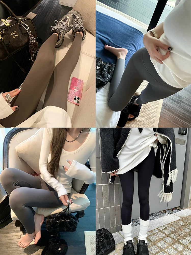 

Slimming Yoga Pants Women's Thiened Fce Lined arkskin Bot High Waist Tummy Control Casual Long Pants